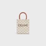 MINI VERTICAL CABAS IN TRIOMPHE CANVAS AND CALFSKIN WITH CELINE PRINT WHITE